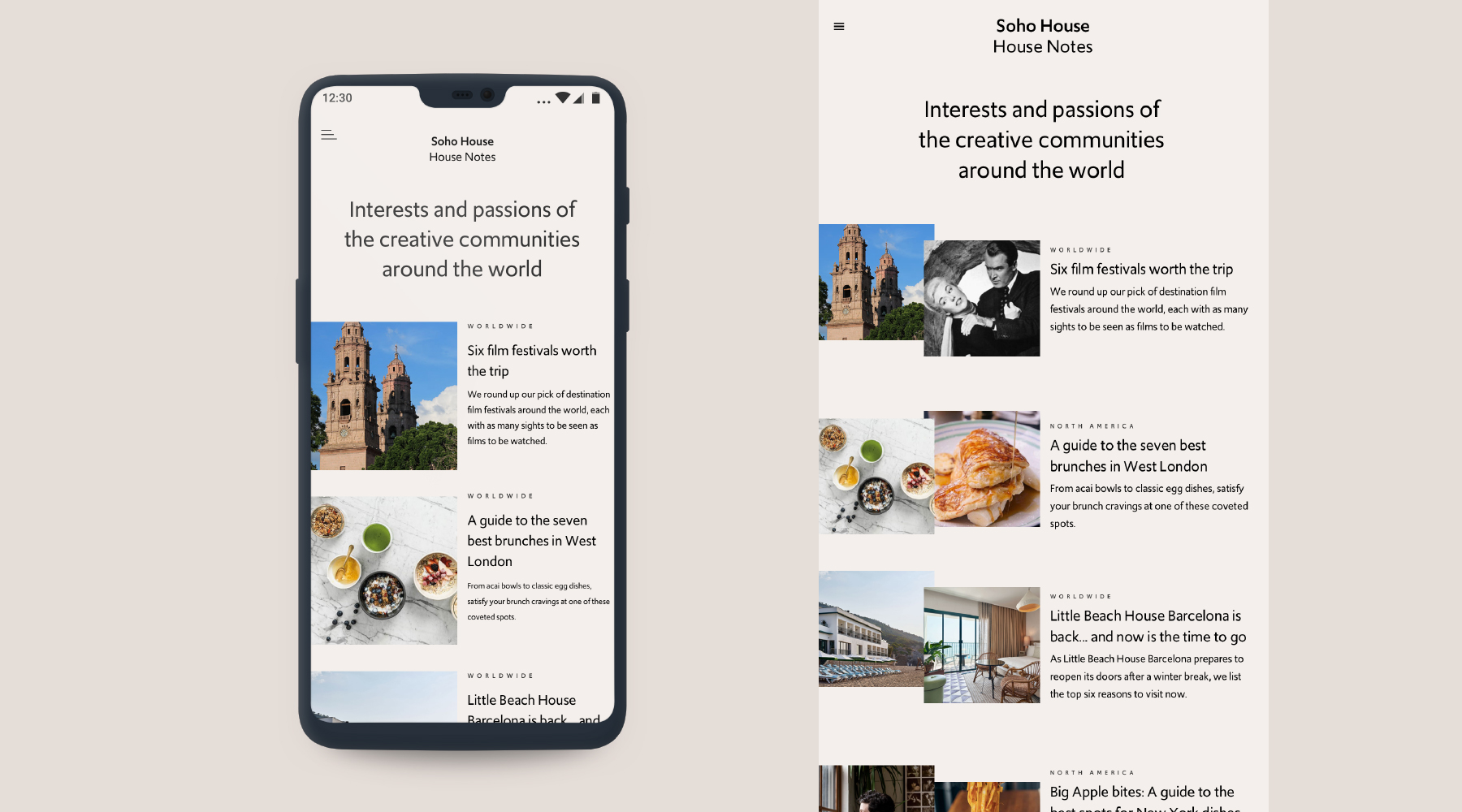 A Bastion of Creativity editorial desktop and mobile concept