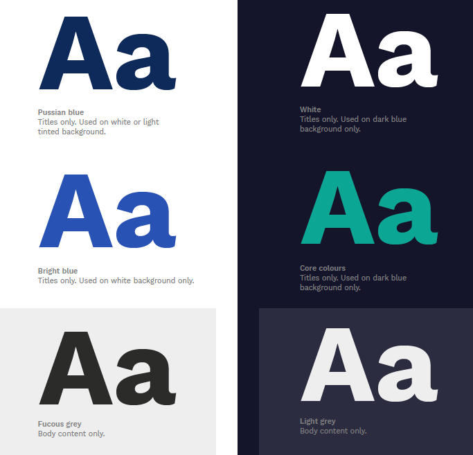 Schroders typography colour and contrast examples