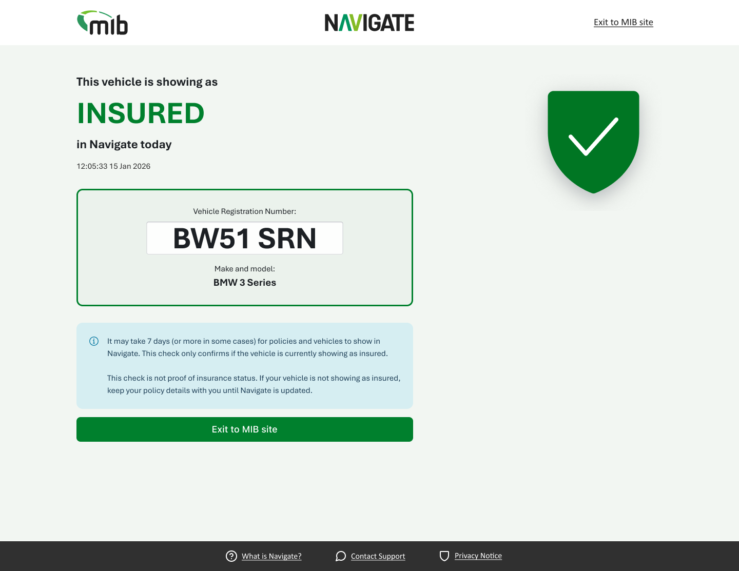 Insured vehicle result
