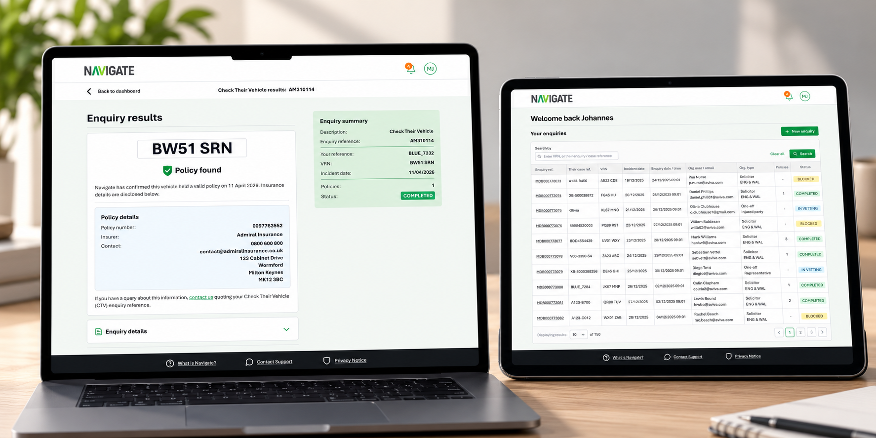 MIB Check Services on a laptop and tablet