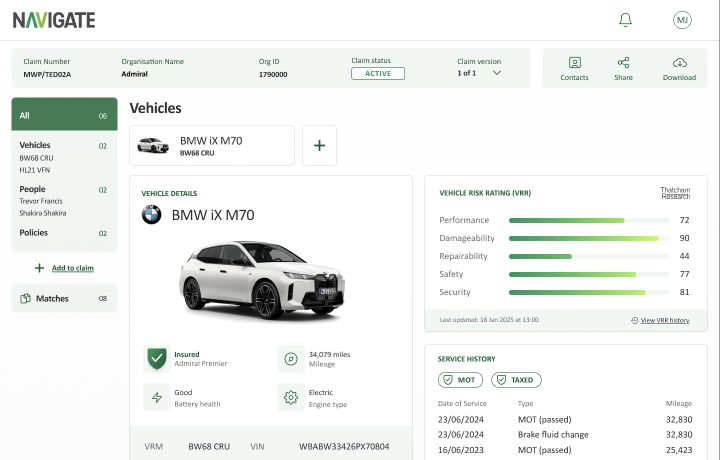 Vehicle Hub connected vehicle record on a laptop